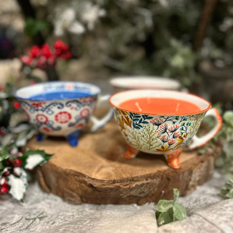 Hand Painted Three Feet Teacup Scented Candle