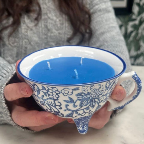 Hand Painted Three Feet Teacup Scented Candle