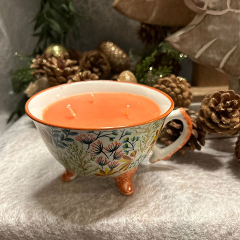 Hand Painted Three Feet Teacup Scented Candle