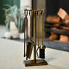 Antique Brass Fireside Tools on Stand 