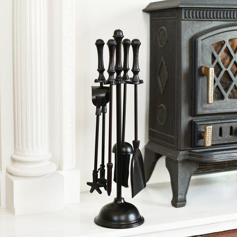 Black Four Peice Fireside Tools Set