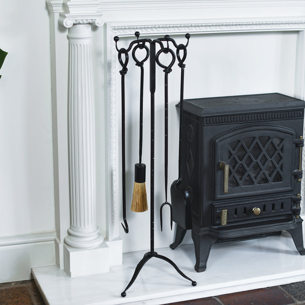    Black Four Piece Tall Fireside Tools Set