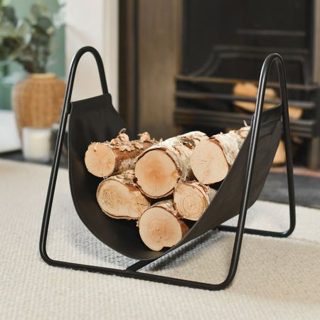 Black Leather Log Holder 