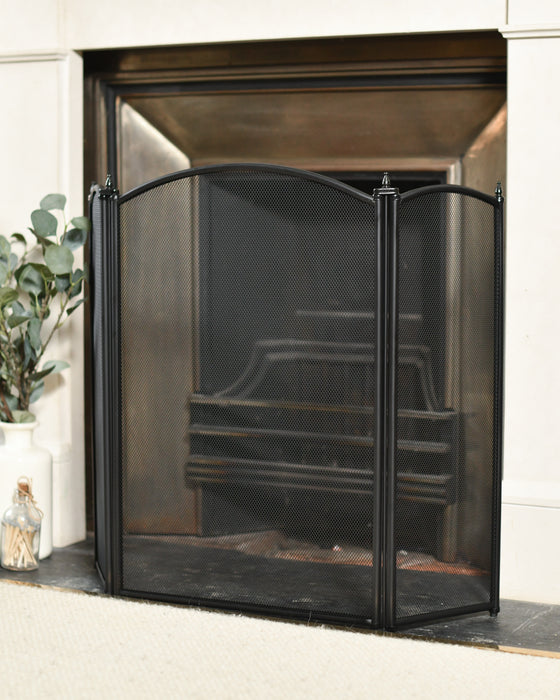 Black Classic three Fold Fire Guard 