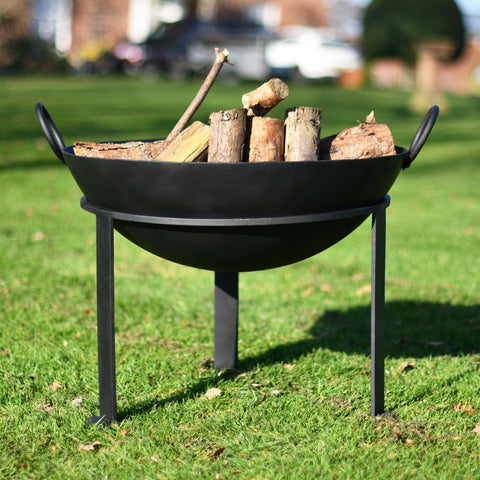 Black Fire Bowl With Stand - 63cm