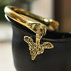 Floral Brass Emblem on Coal Bucket 