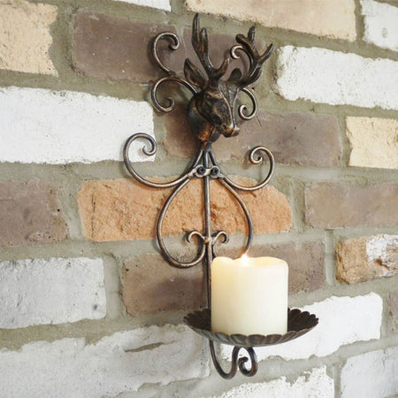 Bronze Stag Wall Sconce for Candle 