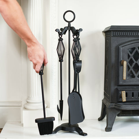 Cast Iron Four Piece Fireside Tools Set in Situ