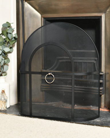 Classic Black Domed Fire Screen 