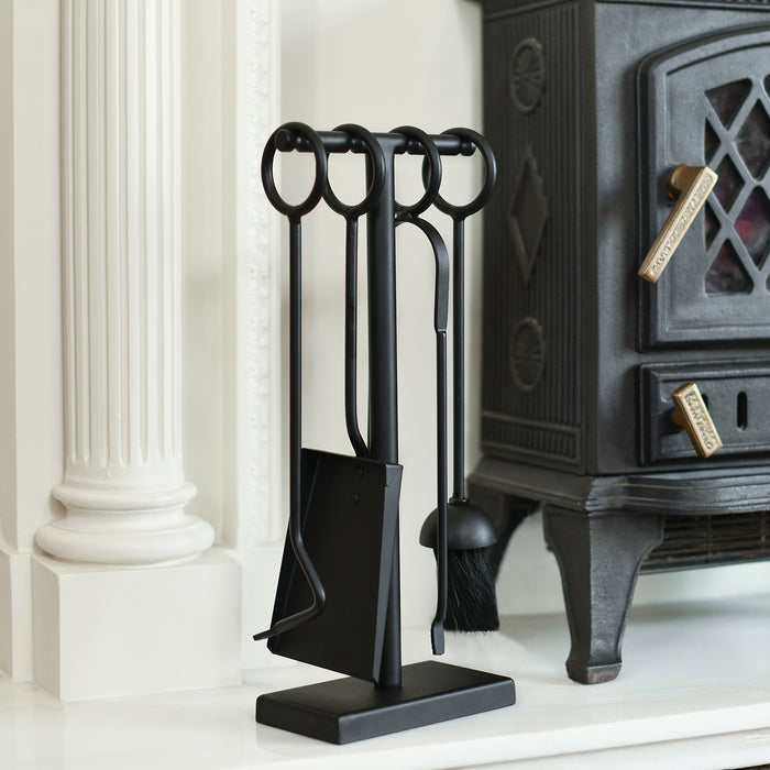 Black Steel Essential Fireside Tools Set In Situ