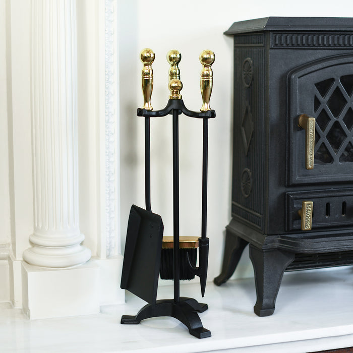 Fireside Tools With Gold Handles Set In Situ 