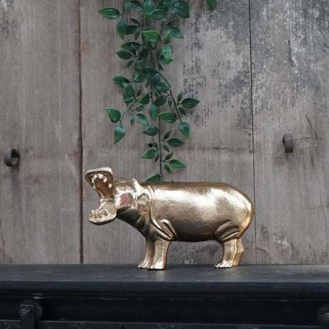 Gold Hippo Ornament 