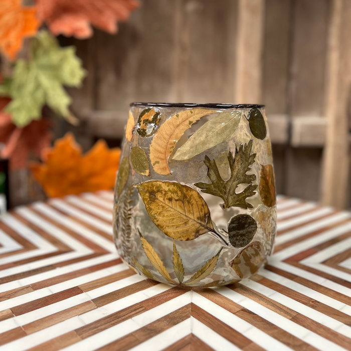 Leaf Mosaic Glass Jar 