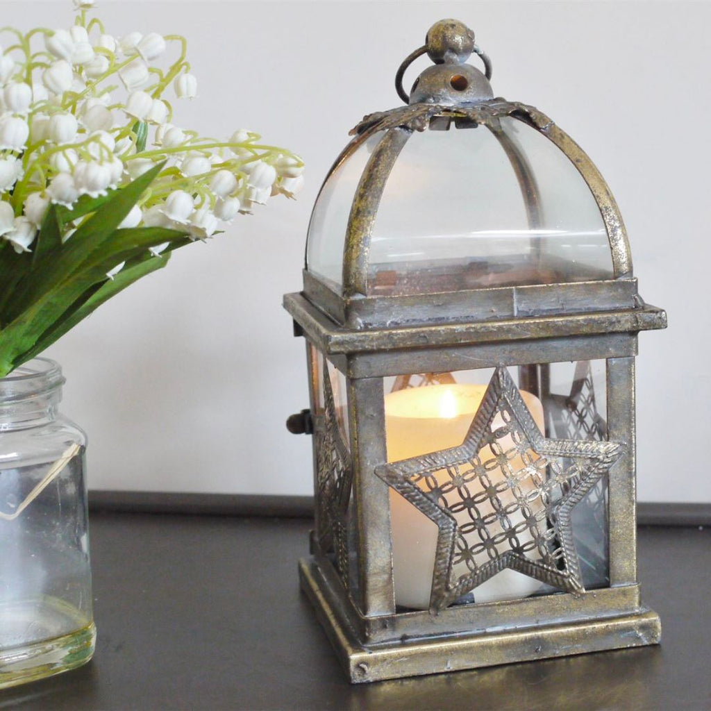 Rustic Star Lantern Candle Holder