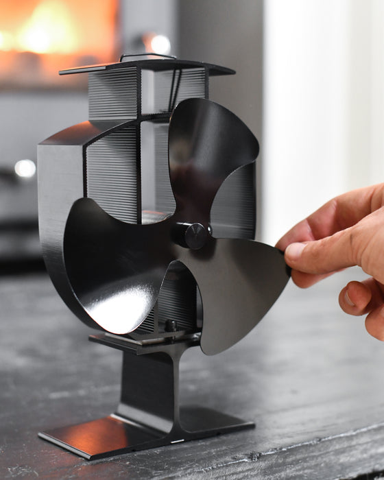 Scale Shot of Black Stove Fan 