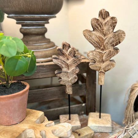 Small and Large Hand Carved Wooden Leaves