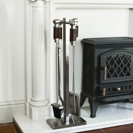 Stainless Steel Fireside Tools Set H77cm In Situ