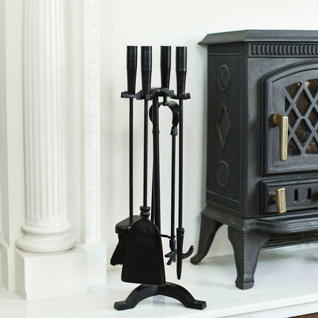 Robust Iron Traditional Four Piece Fireside Tools Set H55cm