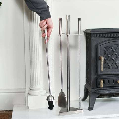 Tall Contempoary Fireside Tools Set In Use