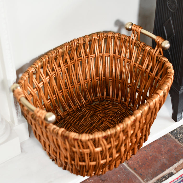 Wicker Log Basket With Handles Without The Logs Birds Eye View