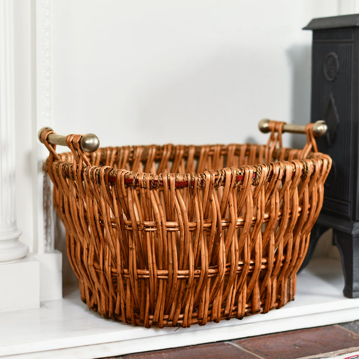 Wicker Log Basket With Handles Without The Logs