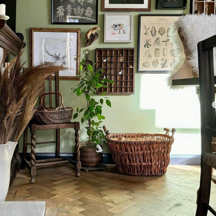 'Willowbrook' Hand Woven Wicker Log Basket With Metal Handles H35cm