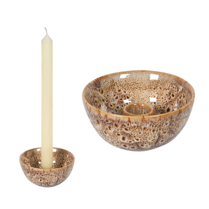 Slip Glaze Speckled Candle Holder